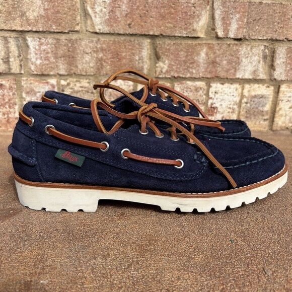 G. H. Bass Men\'s Ranger Camp Moc Suede Super Lug Navy Blue Boat Shoes Size 8 NEW main image 6